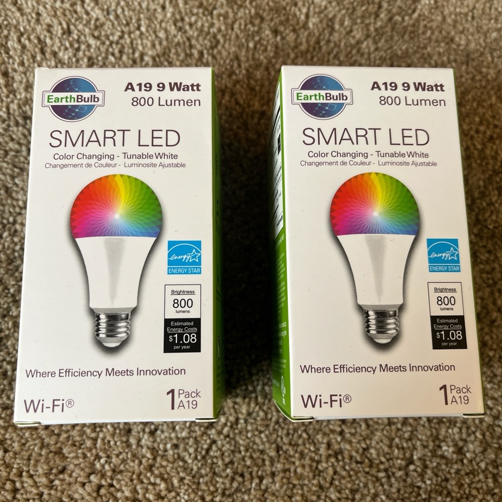 Two Smart LED Light Bulb 800 Lumens